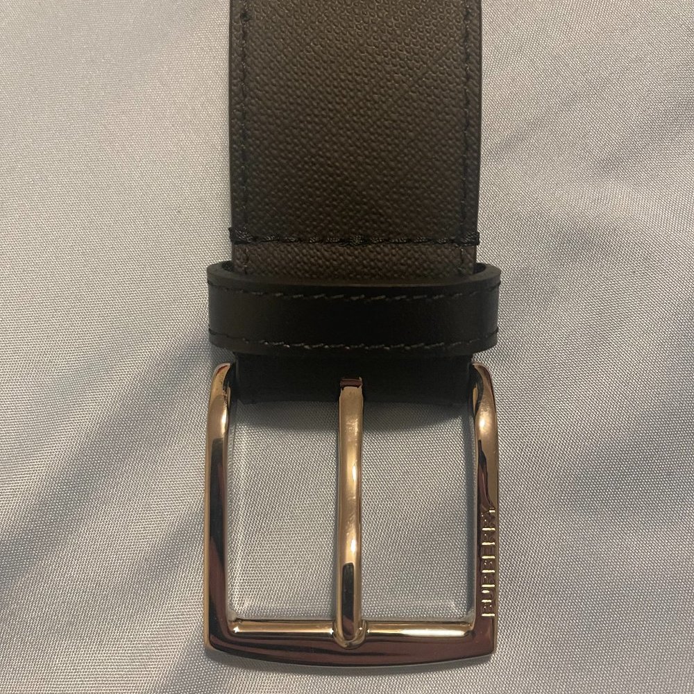 Mens Burberry London Check Belt Dark Charcoal/Black